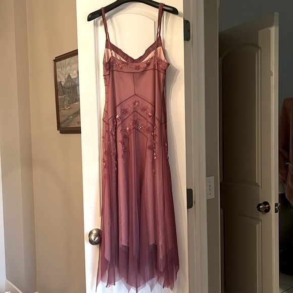 BCBG Max Azria sequin dress in burgundy color. - Picture 3 of 7